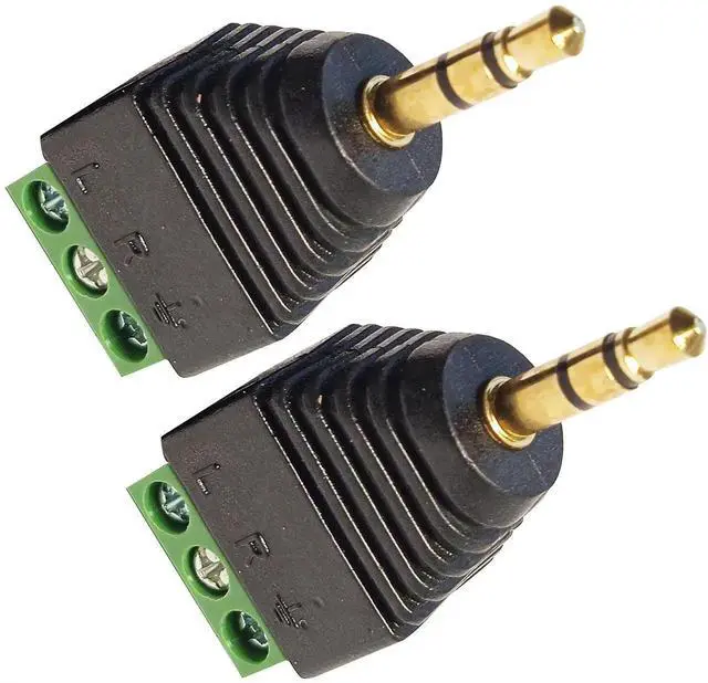 Alt view image 5 of 7 - 3.5mm 3 Pole Stereo Audio Male to 3 Screw Terminal Female Adapter 1/8 Inch TRS Stereo to 3-Pole Soldless Screw Double Track Headphone Converter 2-Pack