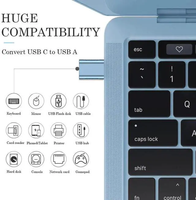 Alt view image 3 of 5 - 10Gbps USB C to USB 3.1 Adapter (4 Pack), Thunderbolt 4/3 to USB OTG Converter for iPhone 15, MacBook, iPad, iMac and More Type C Devices - Blue