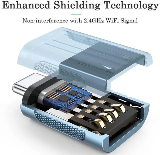 Alt view image 5 of 5 - 10Gbps USB C to USB 3.1 Adapter (4 Pack), Thunderbolt 4/3 to USB OTG Converter for iPhone 15, MacBook, iPad, iMac and More Type C Devices - Blue