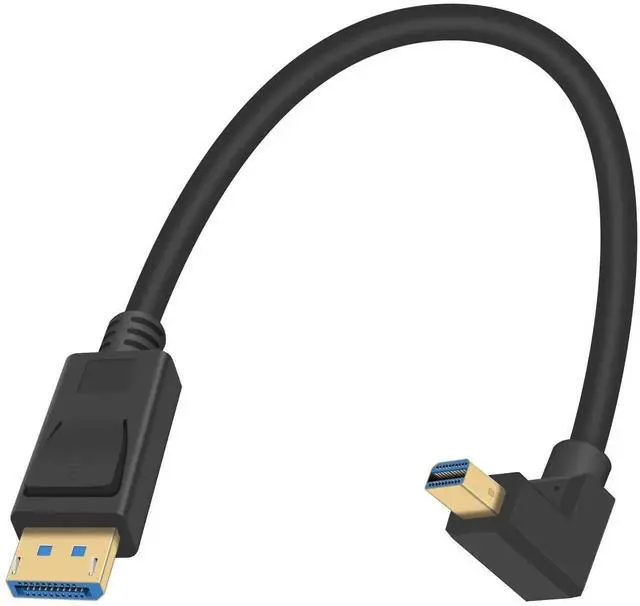 Main image of 90 Degree Mini Displayport to Displayport Cable, Extreme Thin Down Angle Mini Dp Male to DP Male Cable with Gold-Plated for Gaming Monitor 1Ft