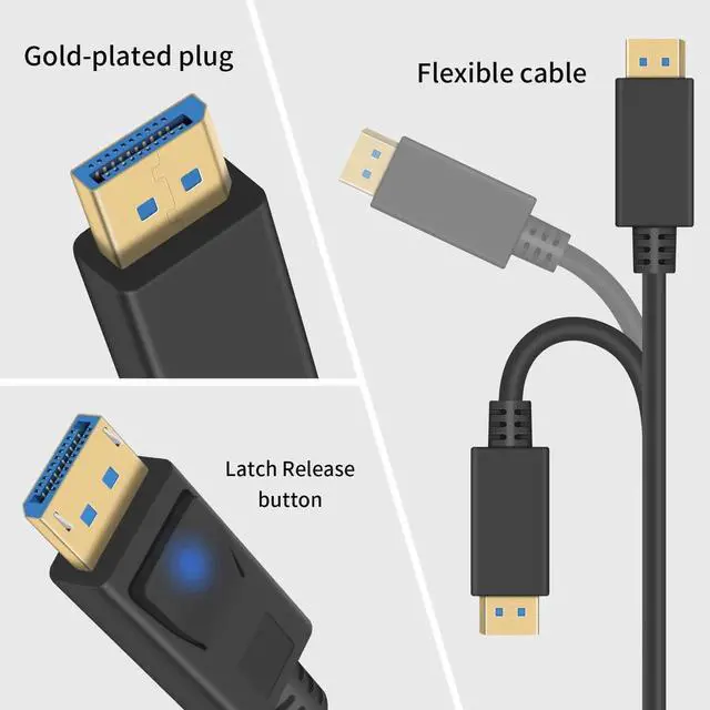 Alt view image 4 of 7 - 90 Degree Mini Displayport to Displayport Cable, Extreme Thin Down Angle Mini Dp Male to DP Male Cable with Gold-Plated for Gaming Monitor 1Ft