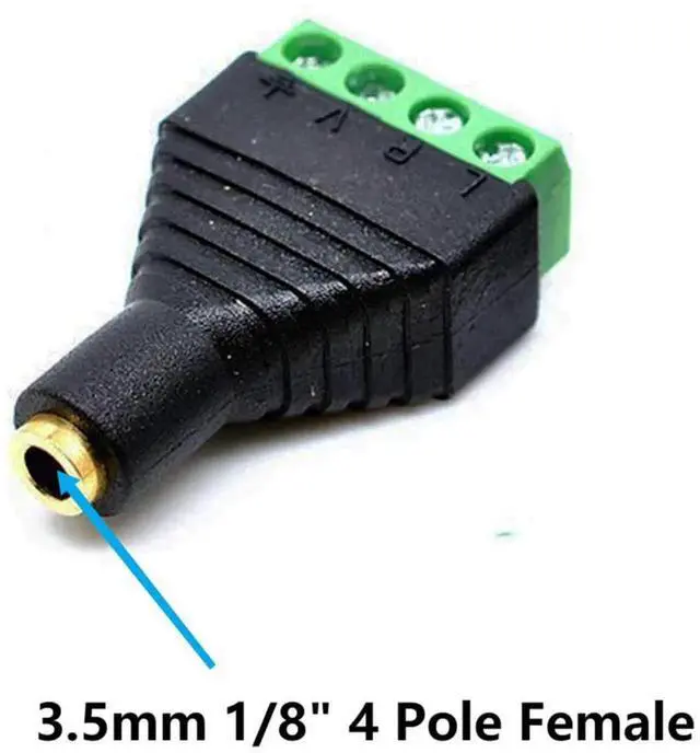 Alt view image 7 of 7 - 3.5mm 1/8" 4 Pole Female Jack TRRS Stereo Audio Video to 4 Screw Solderless Terminal Female Headphone Replacement AUX Balun Converter Adapter 2-Pack