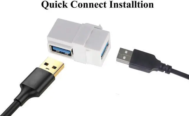 Alt view image 3 of 7 - 90 Degree USB Keystone Coupler Right Angle USB 3.0 A Keystone Jack Insert Female to Female Coupler Adapter for Wall Plate Outlet Panel (White/2 Pack)