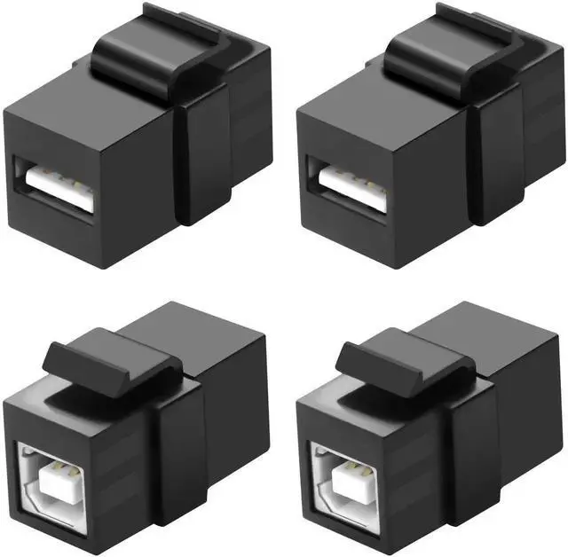 Main image of USB B to USB A Panel Mount Adapter Keystone Insert Solderless Socket Connector USB2.0 Type B Female to Type A Female Keystone Coupler Wall Outlet Jack Adapter for PC Printer Scanner - 4PCS