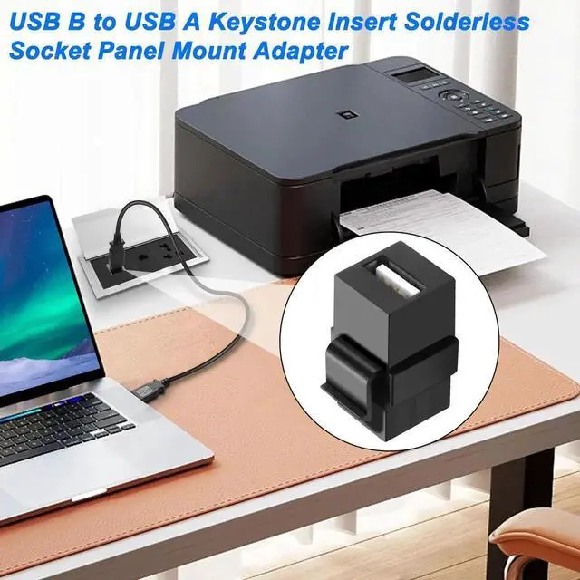 Alt view image 2 of 6 - USB B to USB A Panel Mount Adapter Keystone Insert Solderless Socket Connector USB2.0 Type B Female to Type A Female Keystone Coupler Wall Outlet Jack Adapter for PC Printer Scanner - 4PCS