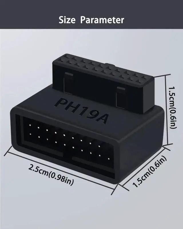 Alt view image 5 of 5 - USB 3.0 90 Degree Motherboard Adapter, 19Pin Male to Female L Turn Right Angle Extension Power Adapter for Desktop Motherboard Internal Header Up AngledPack of 2