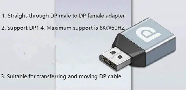 Alt view image 6 of 7 - Displayport Female to Displayport Male Adapter Converter 8K@60Hz DP 1.4 Male to DP Female Adapter Extender for Laptop PC TV Monitor