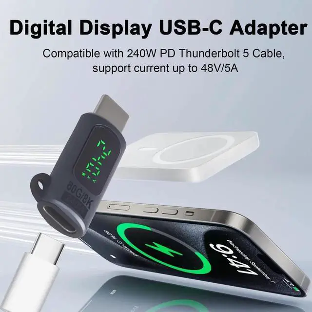 Alt view image 2 of 3 - USB C Extension Adapter 80Gbps, 240W Charging, 8K@60Hz Video, USB C Extender Digital Display Thunderbolt 5 Adapter for Headphone, Hub, Laptops,Game Controller,OTG Phone, Grey 2pcs