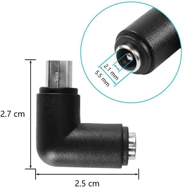 Alt view image 6 of 6 - 5pcs 90 Degree DC5521 to Mini USB Adapters DC 5.5x2.1mm Female to Mini USB Male Connector 5V Power Supply Charge Adapter for Sound,Camera,Desk Lamps,Small Fan