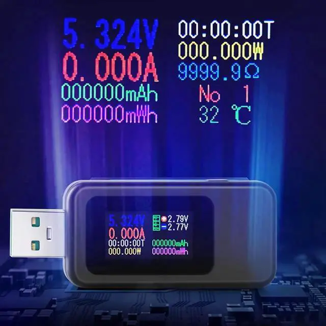 Alt view image 5 of 7 - USB Tester Multimeter Digital 4-30V 0-6.5A, QC 3.0 Power Meter Voltage and Current Tester Detector, Volmeter Ammeter Power Bank Capacity Tester with IPS Color Displa
