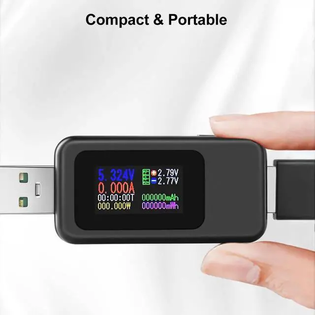 Alt view image 2 of 7 - USB Tester Multimeter Digital 4-30V 0-6.5A, QC 3.0 Power Meter Voltage and Current Tester Detector, Volmeter Ammeter Power Bank Capacity Tester with IPS Color Displa