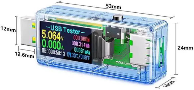 Alt view image 5 of 6 - USB 3.0 Tester, BUCIER IPS Color Display Digital Multimeter Voltmeter Current and Voltage Monitor, DC 5.1A/30V/150W Power Meter Tester, Test Speed of Chargers, Cables, Capacity of Power Banks-Blue