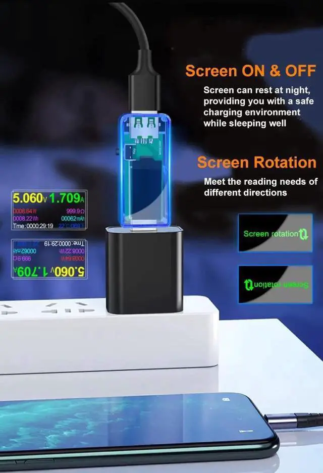 Alt view image 6 of 6 - USB 3.0 Tester, BUCIER IPS Color Display Digital Multimeter Voltmeter Current and Voltage Monitor, DC 5.1A/30V/150W Power Meter Tester, Test Speed of Chargers, Cables, Capacity of Power Banks-Blue