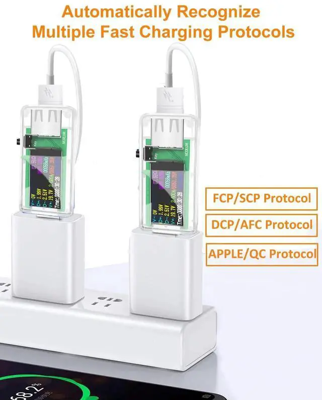 Alt view image 7 of 7 - USB 3.0 Tester, BUCIER IPS Color Display Digital Multimeter Voltmeter Current and Voltage Monitor, DC 5.1A/30V/150W Power Meter Tester, Test Speed of Chargers, Cables, Capacity of Power Banks-Clear