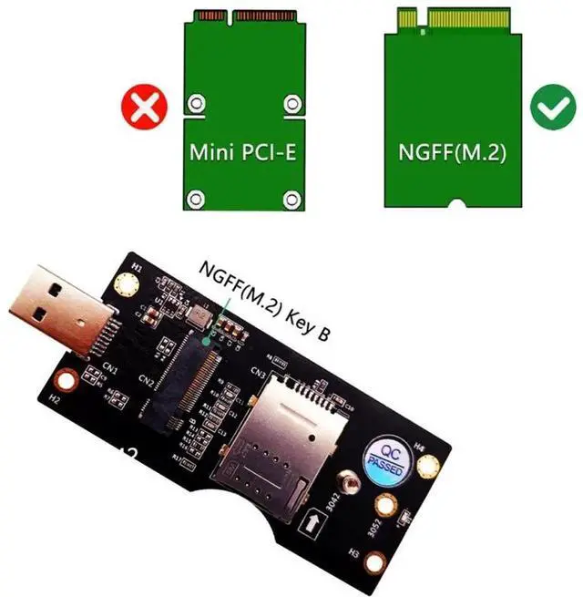 Alt view image 3 of 6 - NGFF M.2 Key B to USB 3.0 Adapter Riser Card Converter for Desktop PC Laptop Black