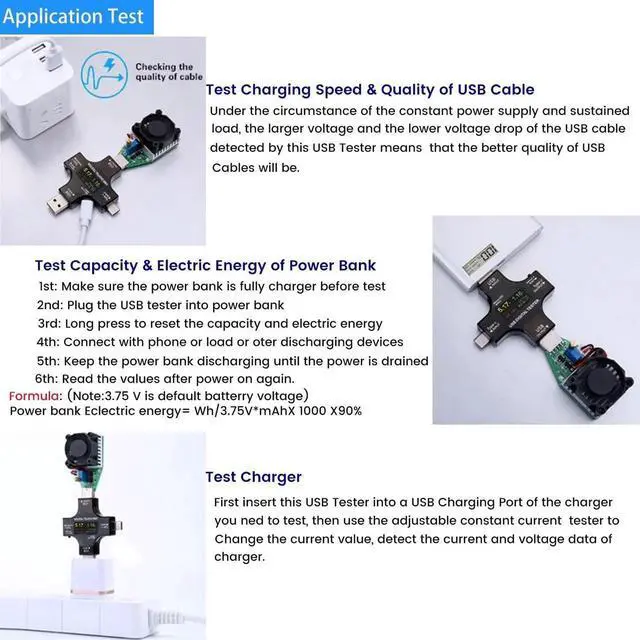 Alt view image 3 of 5 - 2 in 1 Type C USB Tester Color Screen LCD Digital Multimeter, USB C Voltage Current Voltmeter Amp Volt Ammeter Detector USB Cable Charger Indicator DC3.6-30V/0-5.1A