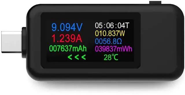 Main image of USB C Tester Voltmeter Power Voltage and Current Tester Meter 0-5.1A 4-30V USB Power Capacity, Temperature, Working Time Volt Ammeter Detector IPS Color Display LCD Power Charger Detector
