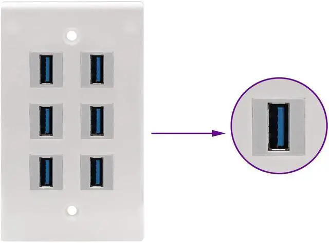 Alt view image 5 of 7 - Right Angle USB 3.0 Keystone Coupler 90 Degree USB 3.0 A Female to Female Keystone Jack Insert Socket Coupler Adapter for Wall Plate Outlet Panel (White/5 Pack)