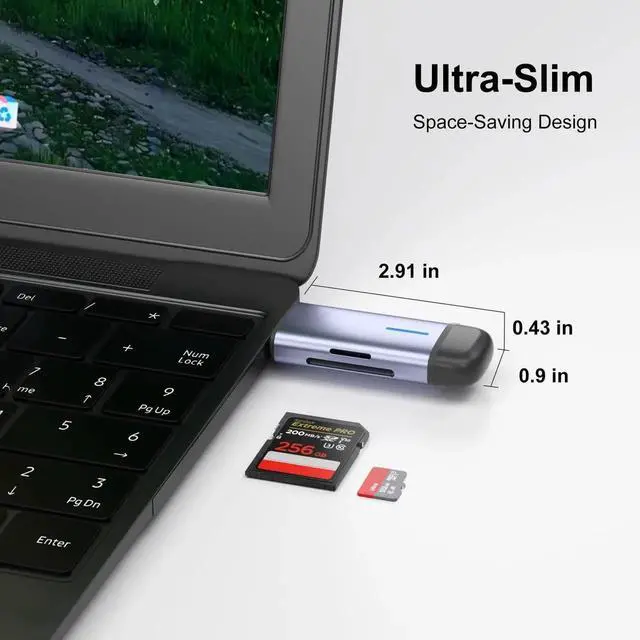 Alt view image 4 of 7 - USB 3.0 SD Card Reader, 5Gbps 2-in-1 Type-C & USB-A Dual Slot Memory Card Reader for SD/Micro SD/SDHC/SDXC/MMC/UHS-I, Compatible with iPhone 16/15, MacBook, iPad, Android, PC, Laptop, Camera