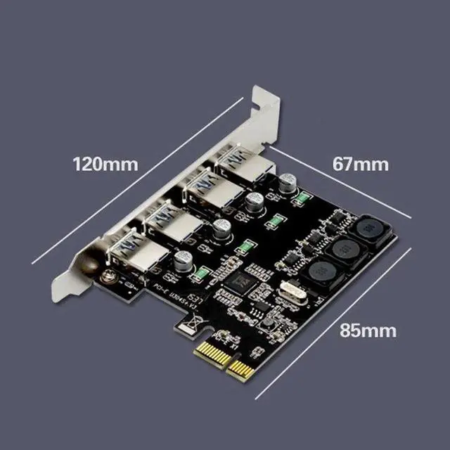 Alt view image 3 of 5 - 4 Port Usb 3.0 Pci Express Expansion Card Pcie Pci-E Usb 3.0 Host Controller 4 X
