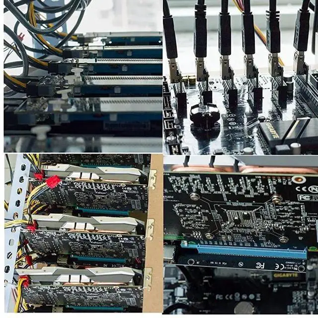 Alt view image 4 of 4 - PCIe Riser 8 Pack GPU Riser Adapter Card PCI Express 1X to 16X Extender Mining Graphics Card USB 30 Extension 6pin MOLEX to SATA Power Cable for Ethereum Bitcoin Litecoin Device