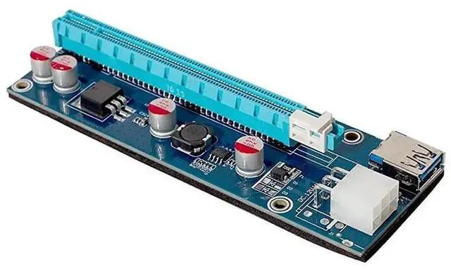 Alt view image 3 of 4 - PCIe Riser 8 Pack GPU Riser Adapter Card PCI Express 1X to 16X Extender Mining Graphics Card USB 30 Extension 6pin MOLEX to SATA Power Cable for Ethereum Bitcoin Litecoin Device