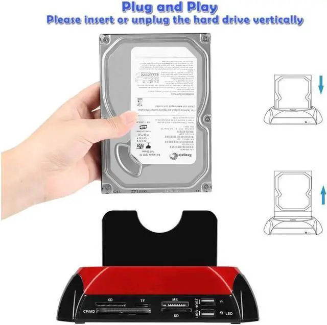Alt view image 6 of 7 - Hard Drive Docking Station For SATA & IDE, USB to 2.5" 3.5" SATA IDE Dual bay External Enclosure, All in 1 Card Reader XD/TF/MS/CF/ SD card, USB Hub function. for 2.5" 3.5 IDE SATA I/II/III HDD