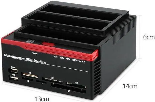 Alt view image 3 of 7 - HDD Docking Station IDE SATA Dual USB 3.0 Clone Hard Drive Card Reader 3-Bay