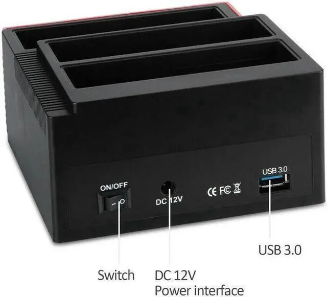 Alt view image 5 of 7 - HDD Docking Station IDE SATA Dual USB 3.0 Clone Hard Drive Card Reader 3-Bay