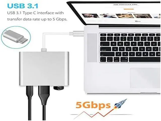 Alt view image 4 of 7 - USB C/Type C to HDMI Adapter, Thunderbolt 3 to HDMI 4K Adapter, USB-C Digital AV Multiport Adapter for Mac/ MacBook/iPad Pro/ S20/S10+/Projector with USB 3.0 Port and PD Quick Charging Port Silver