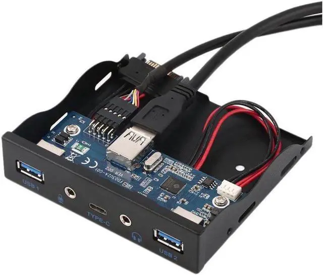 Main image of 3.5" Front Panel Floppy Bay 2 Ports USB 3.0 Hub With 1x HD Audio Output 1x Microphone Input 1x USB 3.1 Type C For Desktop PC