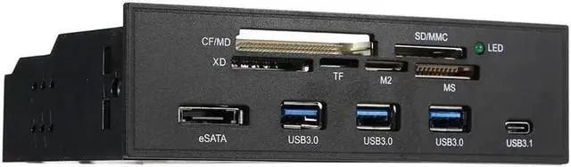 Alt view image 3 of 5 - 5.25" Internal Card Reader Media Multi-Function Dashboard PC Front Panel Type-C USB 3.1 USB 3.0 Support CF