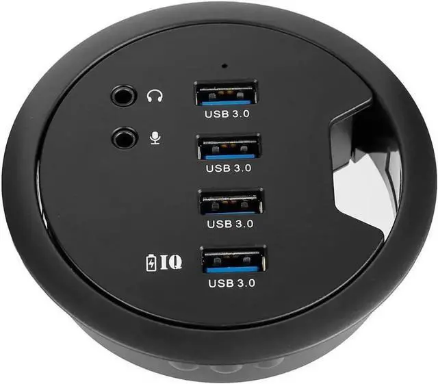 Alt view image 2 of 7 - WDX Desk-Fit (Diameter 3.14" or 80MM) 4 Port USB 3.0 Hub with 3.5mm Audio Mic Phone Jack/BC 1.2 USB Charger, 5V/2A Power Adapter for iPhone/Smart Phones(usb3.0 4 Port)