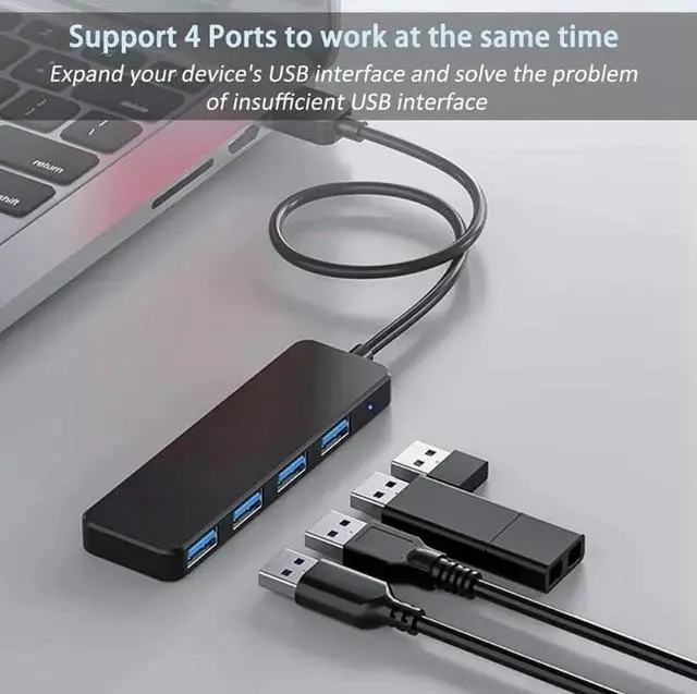 Alt view image 2 of 7 - USB Hub,USB Splitter,USB 4-Port Extender Multiport USB Adapter,USB 3.0 Hub,4-Port USB Hub USB Splitter USB Expander for Laptop, Xbox, Flash Drive, HDD, Console, Printer, Camera,Keyborad, Mouse