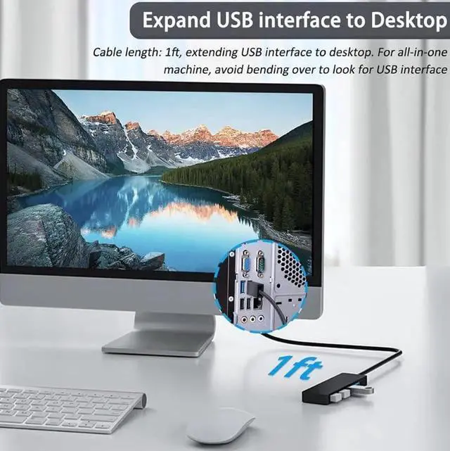 Alt view image 5 of 7 - USB Hub,USB Splitter,USB 4-Port Extender Multiport USB Adapter,USB 3.0 Hub,4-Port USB Hub USB Splitter USB Expander for Laptop, Xbox, Flash Drive, HDD, Console, Printer, Camera,Keyborad, Mouse