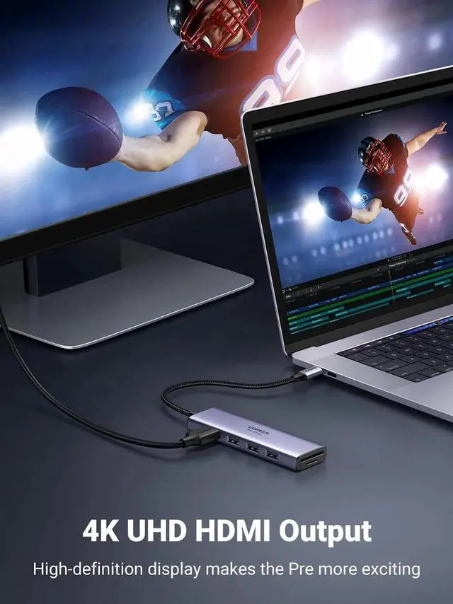 Alt view image 2 of 6 - USB C Hub 4K@60Hz, 6-in-1 USB C to USB Adapter with 3 USB 3.0 Ports, SD/TF Card Reader, USB C to HDMI Adapter Multiport Dongle Type C Adapter for Laptop Tablet iPad MacBook Pro Air Dell Samsung