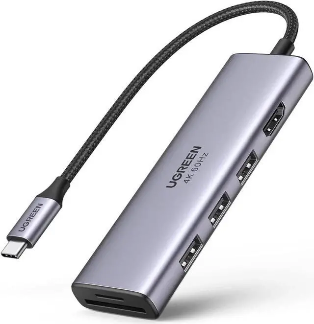 Main image of USB C Hub 4K@60Hz, 6-in-1 USB C to USB Adapter with 3 USB 3.0 Ports, SD/TF Card Reader, USB C to HDMI Adapter Multiport Dongle Type C Adapter for Laptop Tablet iPad MacBook Pro Air Dell Samsung