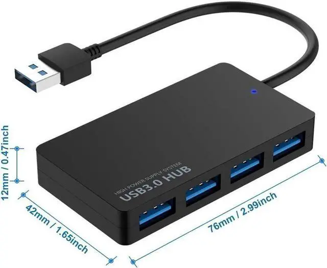 Alt view image 3 of 5 - 4-Port USB 3.0 Data Hub Compatible with MacBook Mac Pro/Mini iMac Surface Pro XPS Notebook PC USB Flash Drives Mobile HDD