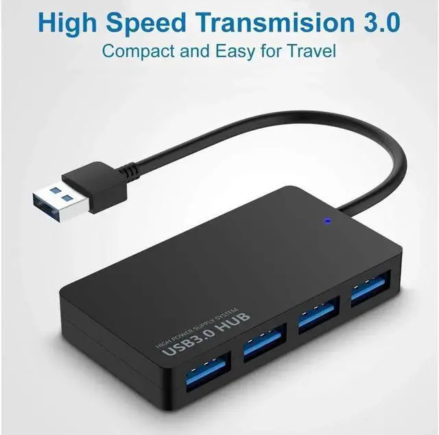 Main image of 4-Port USB 3.0 Data Hub Compatible with MacBook Mac Pro/Mini iMac Surface Pro XPS Notebook PC USB Flash Drives Mobile HDD