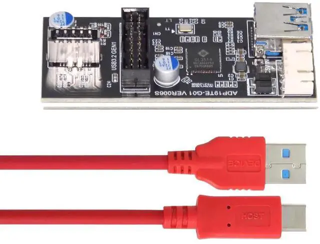Main image of 5Gbps Dual Ports Type-C USB-C & 19/20Pin Header to USB 3.0 20Pin & Type-E Female PCBA Type Adapter Splitter HUB