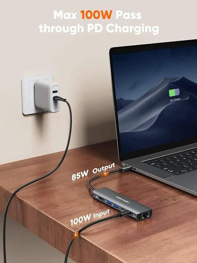 Alt view image 4 of 7 - USB C Hub Multiport Adapter, CableCreation 6 in 1 USB-C Hub with 4K 60Hz HDMI, 100W PD, USB-C and 2 USB 3.0 5Gbps Data Ports, SD/TF Card Slots for Steam Deck, MacBook Pro/Air, iPad Pro, Pixelbook