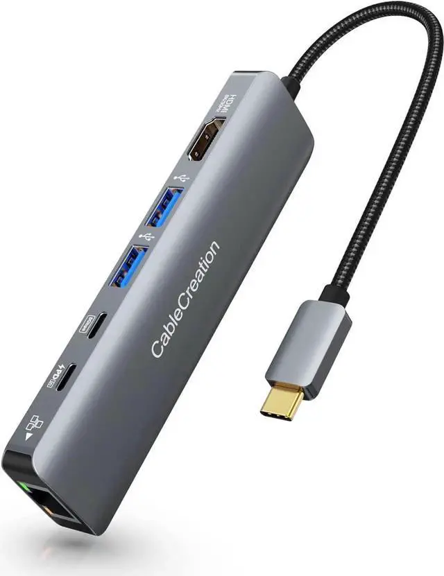 Main image of USB C Hub Multiport Adapter, CableCreation 6 in 1 USB-C Hub with 4K 60Hz HDMI, 100W PD, USB-C and 2 USB 3.0 5Gbps Data Ports, SD/TF Card Slots for Steam Deck, MacBook Pro/Air, iPad Pro, Pixelbook