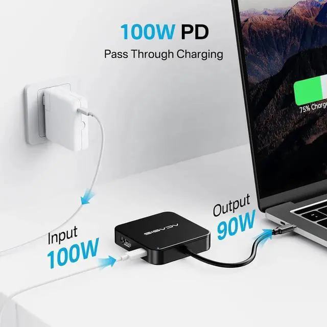 Alt view image 3 of 6 - USB C Hub 10Gbps, Multiport Adapter with 4K 60Hz HDMI, 100W Power Delivery, 3 USB A3.2+1 USB-C 3.1 Data Port, USB C to HDMI Adapter for MacBook, iPad PRO, XPS(Black)