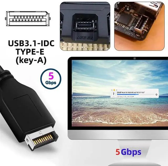 Alt view image 3 of 7 - 19/20Pin or Type-E Header to 5Gbps USB 3.0 19/20Pin Dual Ports Female PCBA Type Adapter 1 to 2 Splitter HUB