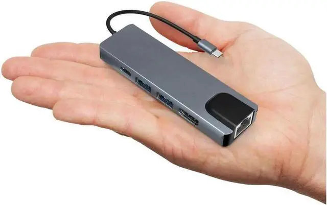 Alt view image 3 of 7 - Multifunctional Expansion Dock USB-C Hub Docking Station Adapter With USB 3.0 / 4K HDMI HD Display /RJ45 Gigabit Ethernet /PD Charging SD &TF Card Readers