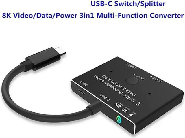 Main image of USB-C USB3.1 Type-C 8K Switch Bi-Direction Adapter 8K@30Hz 4K@120Hz Power Delivery 100w 10Gbps Data Transfer Multi-Function Splitter Converter Cable for Multiple USB-C Sources and Displays