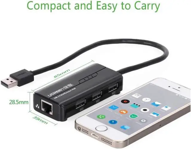 Alt view image 5 of 7 - RJ45 Ethernet Adapter with USB 2.0 Hub USB Network Adapter 10/100Mbps for Nintendo Switch, Wii, Windows Surface Pro, MacBook Air/Retina, Chromebook, and More PC