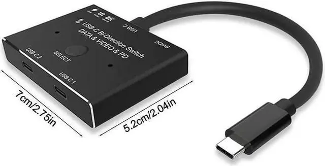 Alt view image 2 of 7 - Type C USB-C Two Way Switch 8k 60Hz 10Gbps Bi-Direction KVM Switch Split Converter for Multiple Source Displays USB c switcher 2 Computers 2 Monitors hub for Docking Station kvm Selector