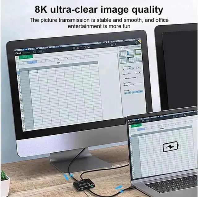 Alt view image 6 of 7 - Type C USB-C Two Way Switch 8k 60Hz 10Gbps Bi-Direction KVM Switch Split Converter for Multiple Source Displays USB c switcher 2 Computers 2 Monitors hub for Docking Station kvm Selector