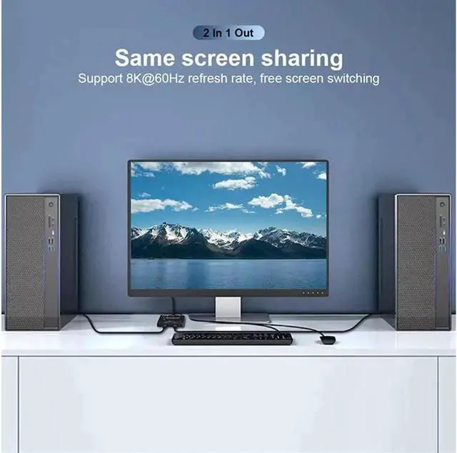 Alt view image 3 of 7 - Type C USB-C Two Way Switch 8k 60Hz 10Gbps Bi-Direction KVM Switch Split Converter for Multiple Source Displays USB c switcher 2 Computers 2 Monitors hub for Docking Station kvm Selector